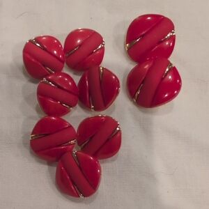 Buttons Red and Gold Earrings Set